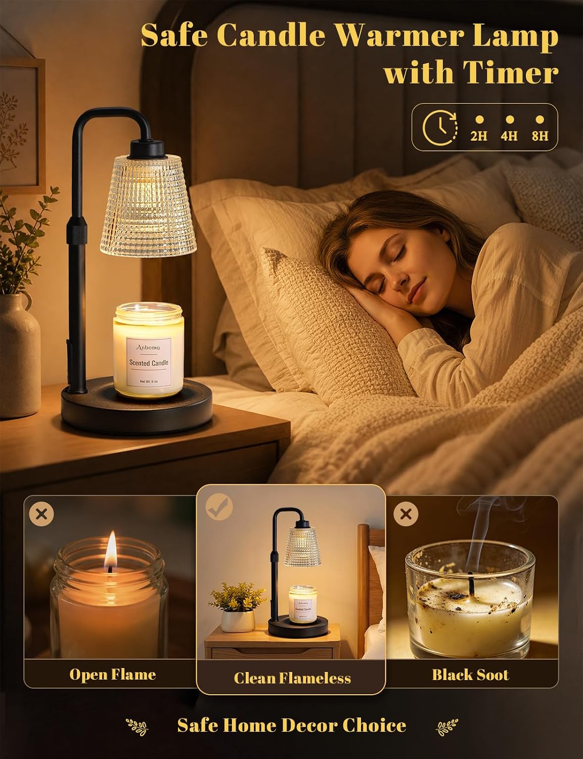 Candle Warmer Lamp with Timer, Birthday Gifts for Women, Ideal Fall Decor