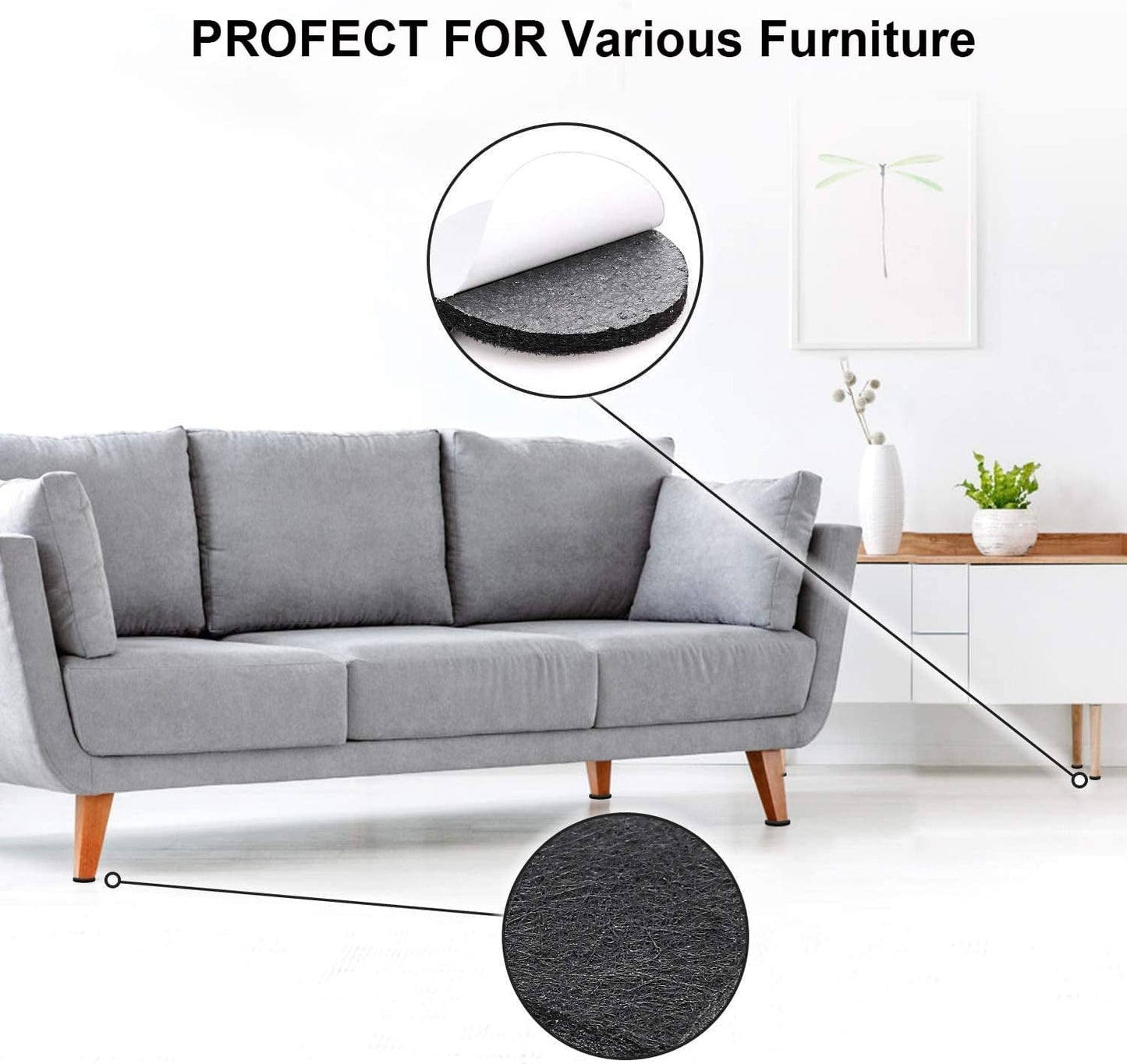 Felt Furniture Pads -56 Pcs(1+2)” Premium Felt Pads for Chair Legs Furniture, Floor Protectors for Hardwood Floors,Brown