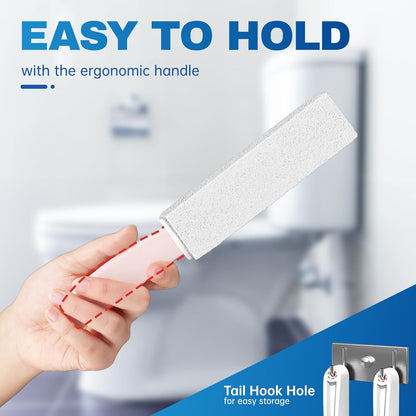 Vacplus Toilet Brush, 2 Pack, 100% Pumice Stone, Long Handle | Toilet Bowl Cleaner, Pool, Bathroom Sink, Removes Limescale Rust