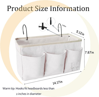 Bedside Caddy/Hanging basket Storage Organizer Bag for Bunk and Hospital Beds,College Dorm Bed，Can be Placed Glasses Books Mobile Phones (Grey 1)
