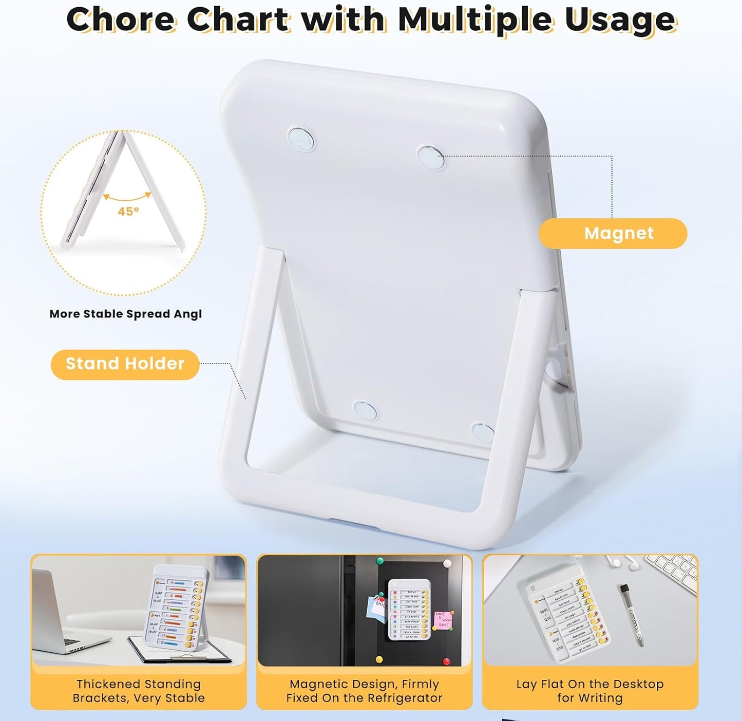 Chore Chart for Kids with Timer, 21 PCS Checklist Magnetic Schedule Board, ADHD Tools with 99-Min Countup/Down Visual Timer, Bedtime/Morning/Daily Routine Chart Dry Erase to Do List with Slider(White)
