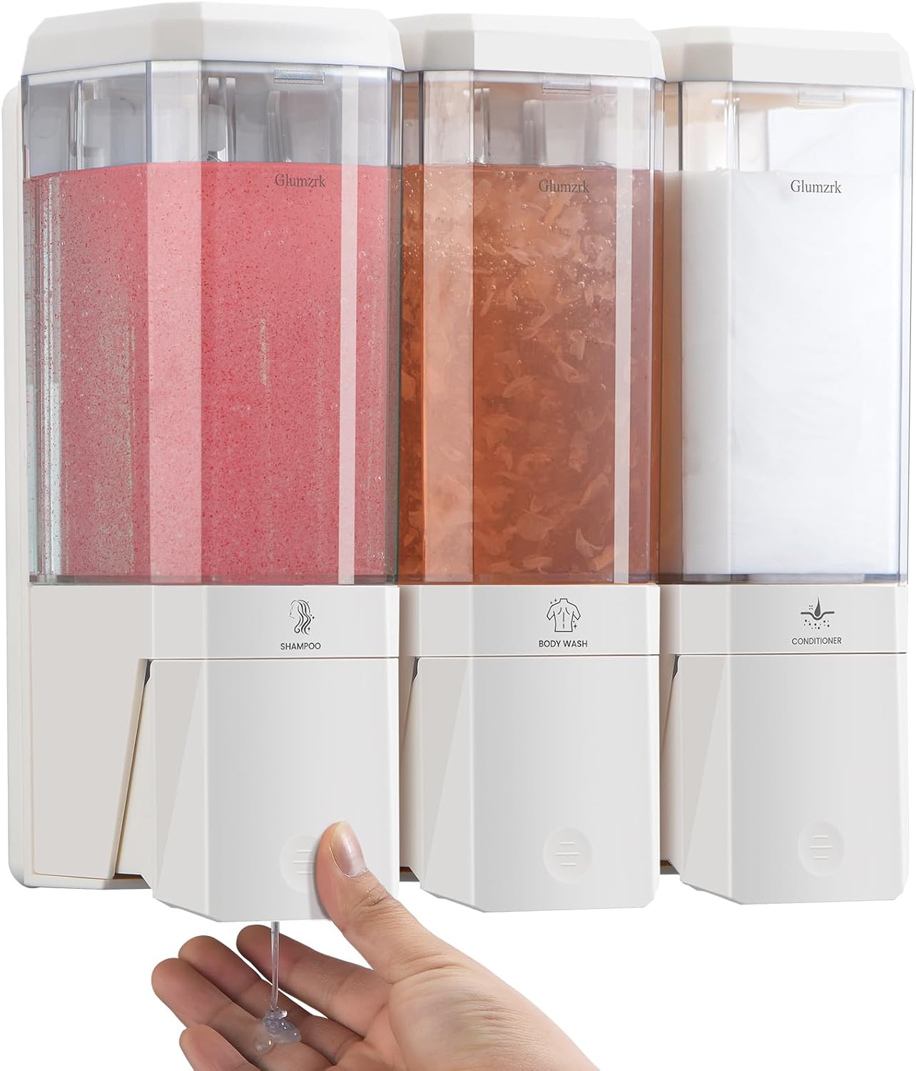 Shampoo and Conditioner Dispenser 3 Chamber No Drill Shampoo Dispenser for Shower Wall Mounted Shower Soap Dispenser 3 * 500ml Refillable Shower Dispenser for Bathroom Hotel(Black 3 Chamber)