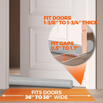 Holikme Under Door Draft Stopper Door Seal Gap Filler Weather Stripping | 36 Inch Soundproofing Noise Blocker Window Breeze Adjustable Draft Blocker for Bottom of Door Stop Light, Air, Dust, Gray