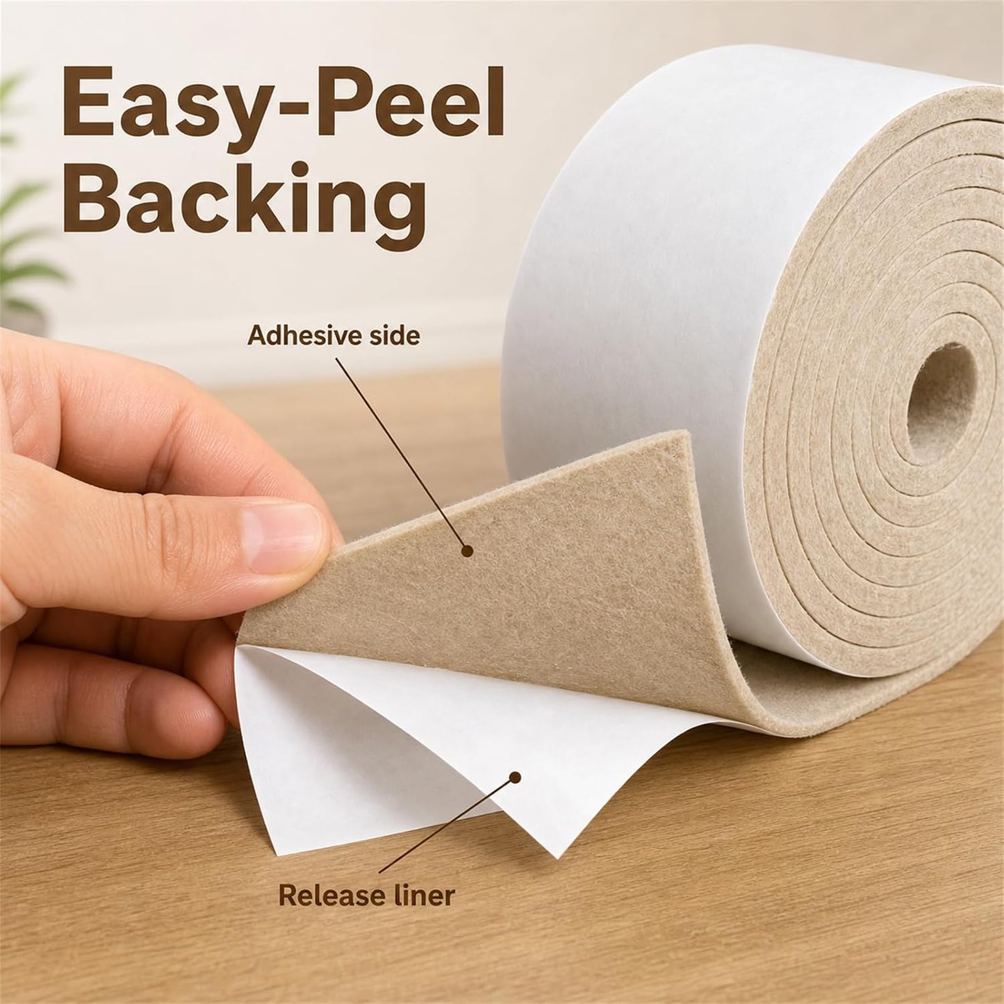 Felt Furniture Pads, Self Adhesive Felt Sheets Roll, Cuttable Felt Pads for Furniture Legs, Heavy Duty Furniture Pads for Hardwood Floors, Chair Wall Protector, Black, 40 x 5 x 0.12 Inch