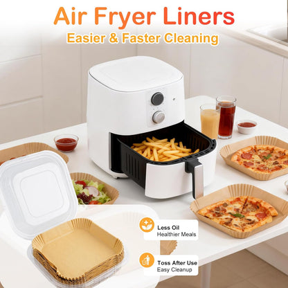 200PCS Air Fryer Liners for Ninja: Higher Non-Stick Disposable Parchment Paper Liner for Ninja DZ201/DZ401 Dual Airfryer Baking - Food Grade Ninja Air fryer Accessories (Rectangle - 8.6 x 5.5 inch)