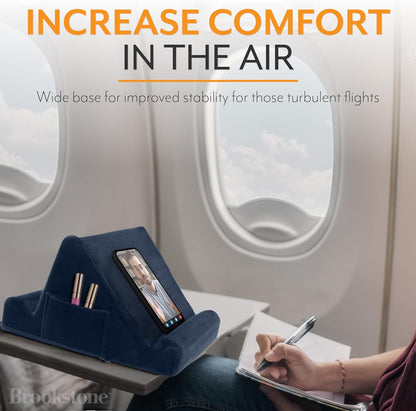 Brookstone Tablet Lap Cushion - Tablet/Phone/Ebook Holder for Bed, Flights, and Travel, Memory Foam Lap Desk for Reading and Hands Free Viewing, Compatible iPad and Kindle Accessories, Grey