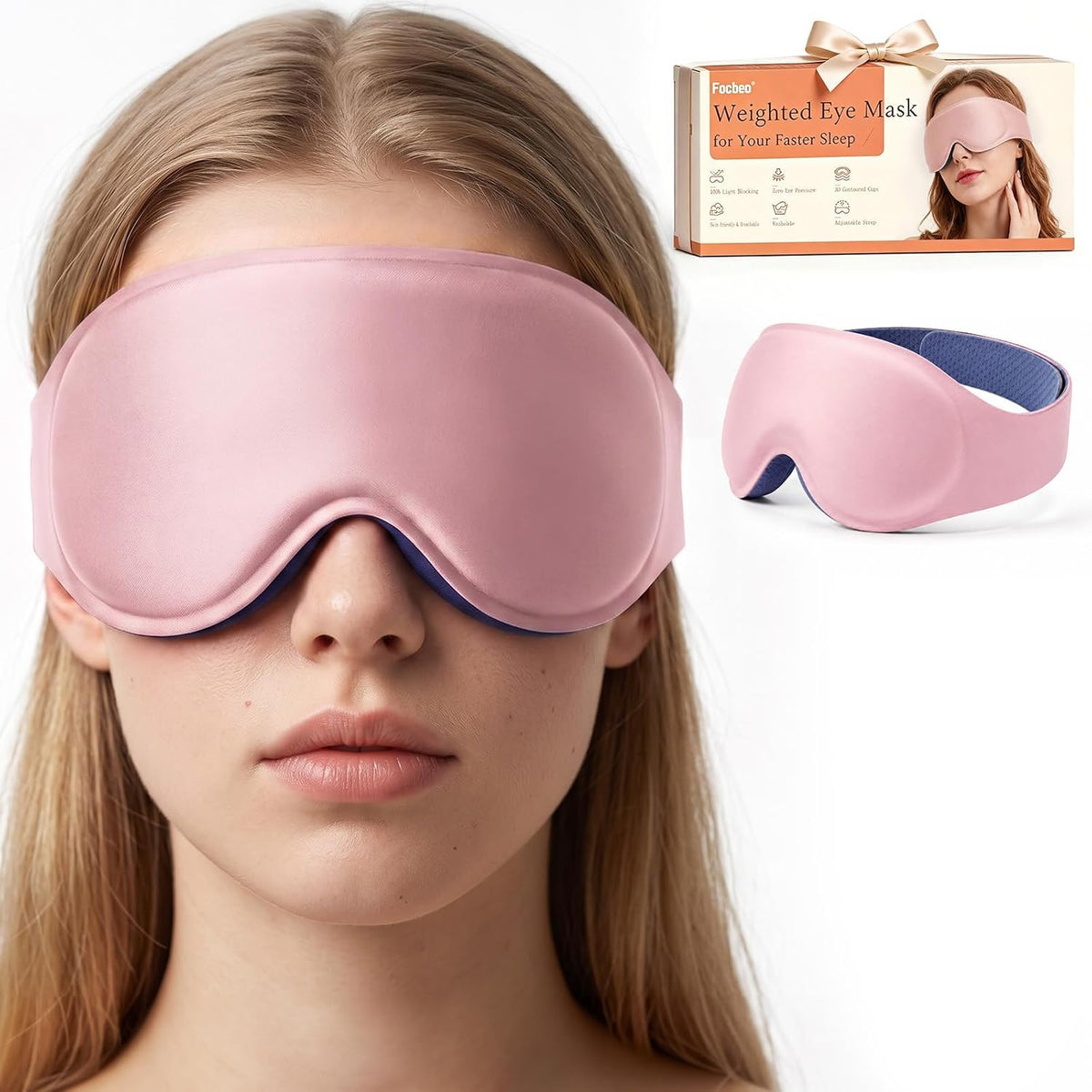 Weighted Eye Mask for Sleeping, 100% Blackout Sleep Mask for Women and Men