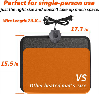 Heated Floor Mat Under Desk for Foot Warmer - Wider 110V Adjustable Temperature Electric Heating Pad - Carbon Crystal & Energy Saving Feet Warmers for Office,Home (Black)
