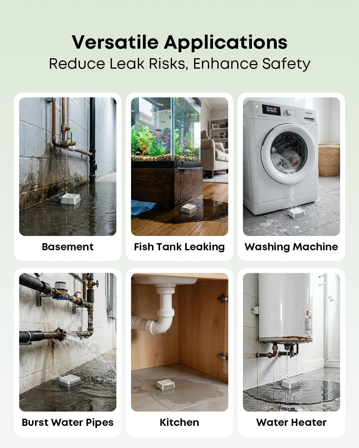 WiFi Water Leak Detector Kit, 2000ft Long Range, SMS App Email Alerts, 105dB Adjustable Alarm, Leak Severity Tracking, 5-Year Battery Life, 3 IP67 Water Leak Sensors for Home Basement Kitchen