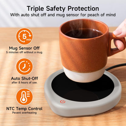 Coffee Mug Warmer, Cup Warmer for Desk with Auto Shut Off Smart Temperature Settings, Electric Beverage Tea Water Milk Heater for All Cups and Mugs, Heating Plate Candle Wax Warmer