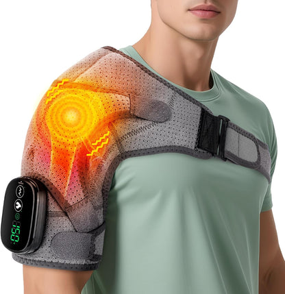 Shoulder Heating Pad with Massage, FSA Eligible Items List, Shoulders Massager for Pain Relief, Left Right Heated Shoulder Wrap for Rotator Cuff & Shoulder Brace Support, HSA Approved Products Only