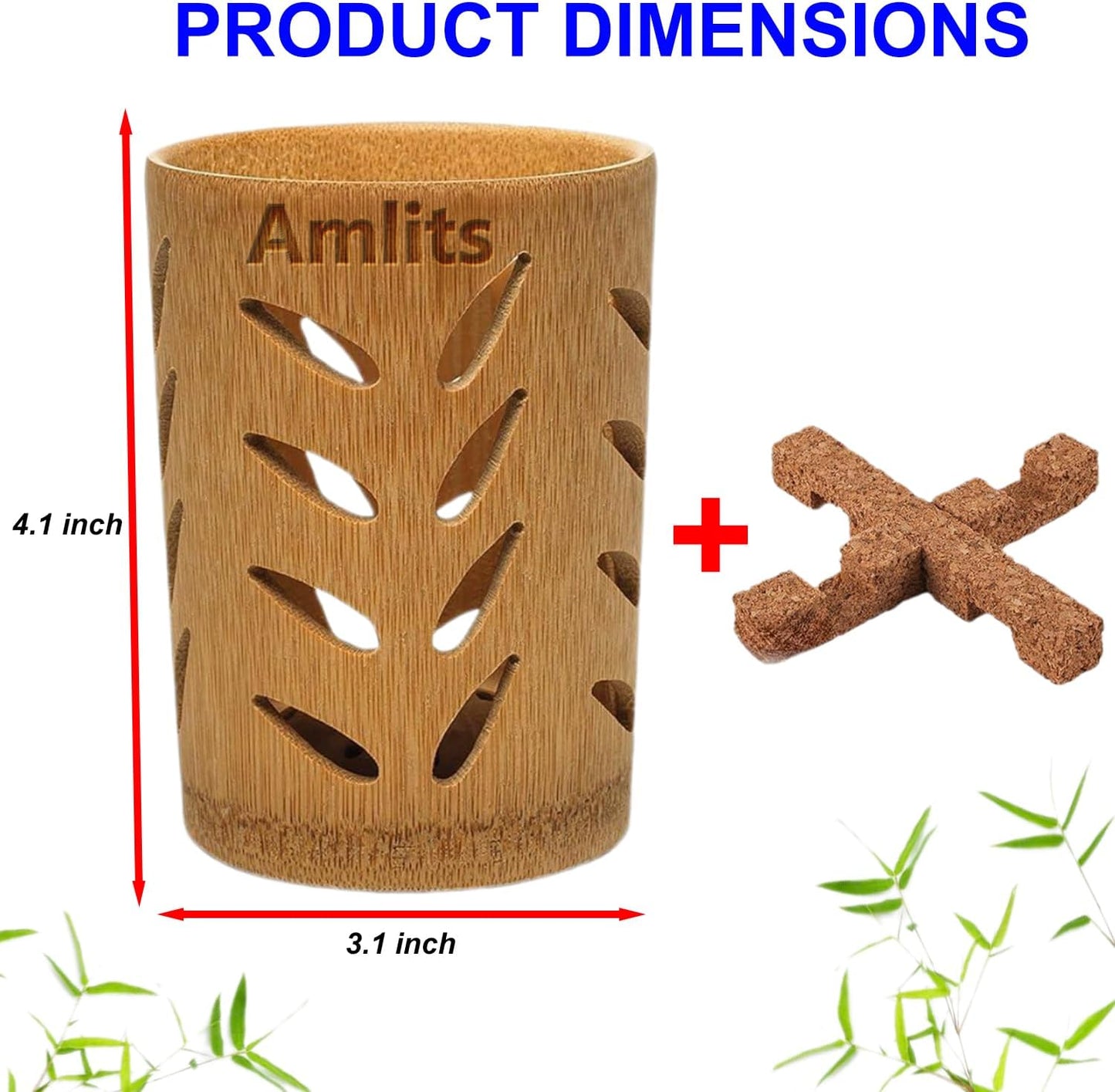 Bamboo Toothbrush Holder with Drainage – Quick Drying Single-Piece Design –Toothbrush Holders for Bathrooms – Wooden Toothbrush Holder Resilient in Humid Conditions - Glossy Leaves