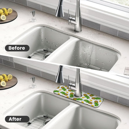 Wildflowers Floral Flower Kitchen Sink Splash Guard Faucet Mat Super Absorbent Fast Drying Mat Sink Gadgets-Fast Drying Pad Sink Mat For Kitchen Bathroom (15" X 5.5" )