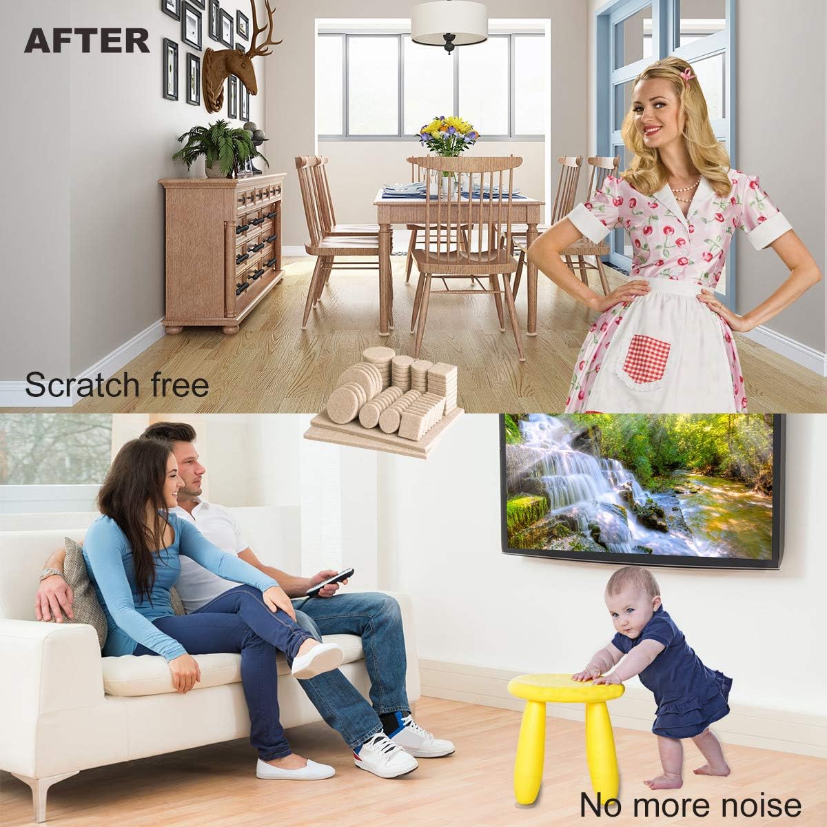 Felt Furniture Pads 300 Pieces, Furniture Pads for Hardwood Floors Black | Self-adhesive felt pads prevent scratches and noise, ideal for chair legs, suitable for hardwood floors and indoor furniture