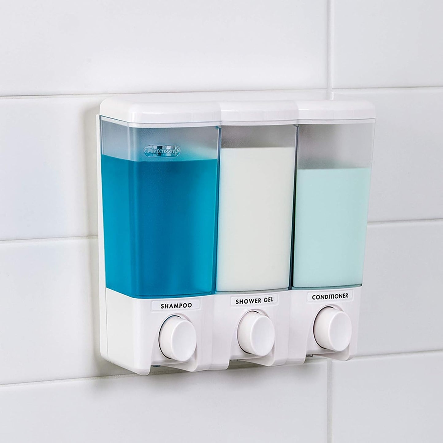 Better Living Products 72350 Clear Choice 3-Chamber Shower Dispenser, White