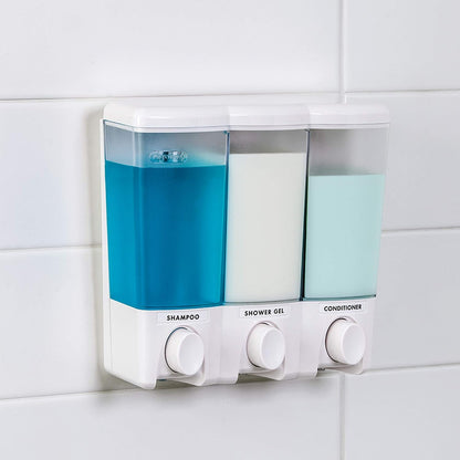 Better Living Products 72350 Clear Choice 3-Chamber Shower Dispenser, White