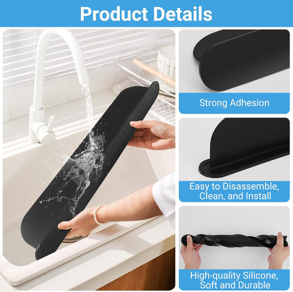 19.3 inch Silicone Sink Splash Guard, Splash Guard for Kitchen Sink Area, Backsplash Protector for Kitchen Countertop & Bathroom Bathtub with Non-Slip Strong Suction, White