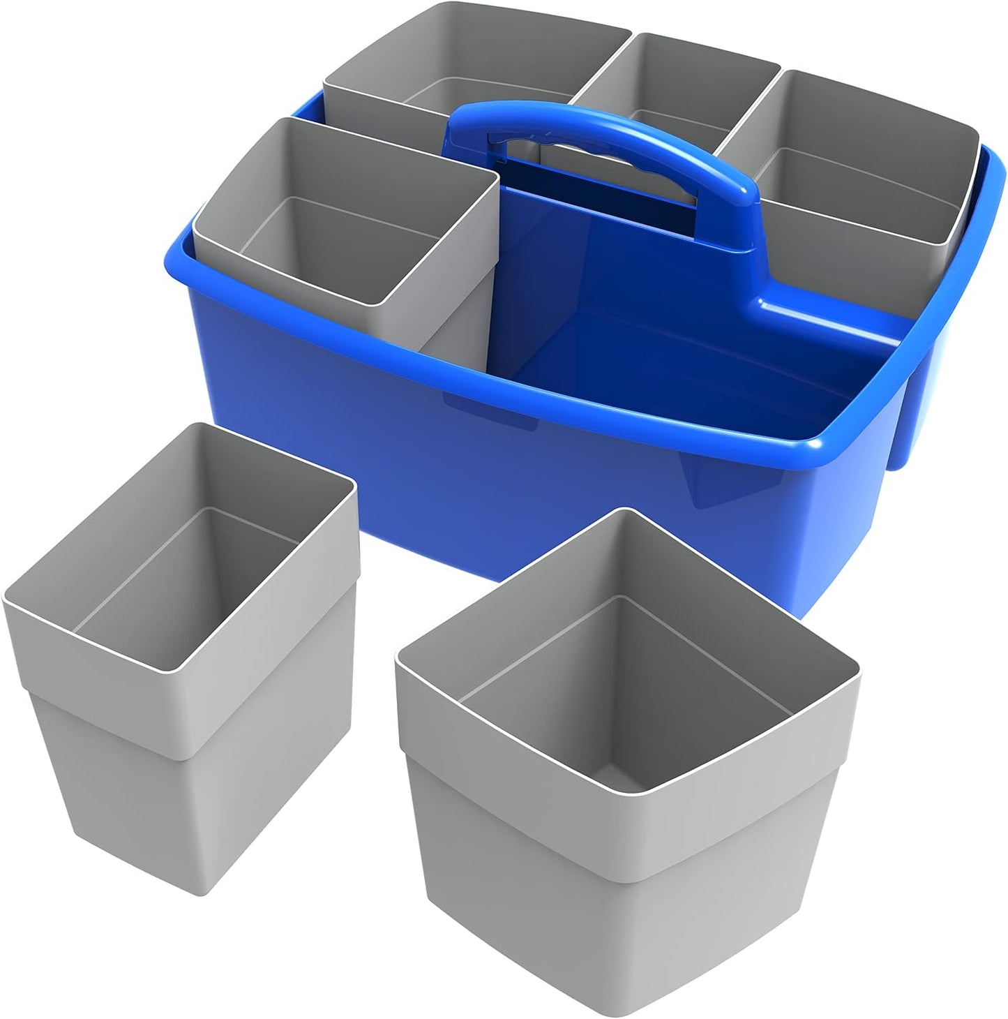 Storex 2-Compartment Large Cleaning Caddy – Multipurpose Supply Organizer with Handle - Black, 1-Pack (00973A06C)