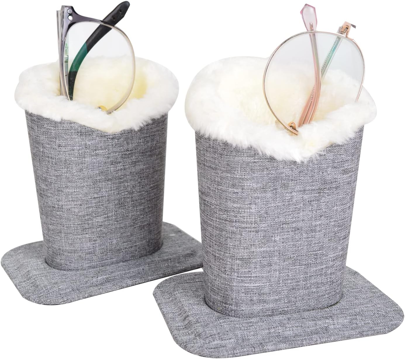 Baitaihem Pack of 2 Plush Lined Eyeglasses Holder Stand Protective Glasses Case For Desks Or Nightstands