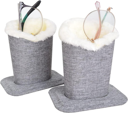 Baitaihem Pack of 2 Plush Lined Eyeglasses Holder Stand Protective Glasses Case For Desks Or Nightstands