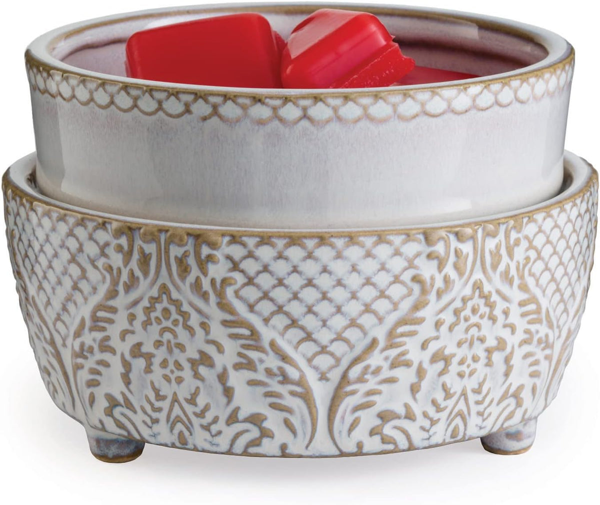 Candle Warmers ETC 2-in-1 Candle and Fragrance Warmer for Warming Scented Candles or Wax Melts and Tarts with to Freshen Room, Pewter Walnut