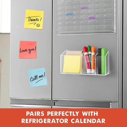 Magnetic Dry Erase Marker Holder for Whiteboard, Fridge, Classroom | Acrylic Magnet Pen Holder for Office, Refrigerator, Whiteboard Maker Holder for Teacher, Locker Organizer Accessories(Clear)