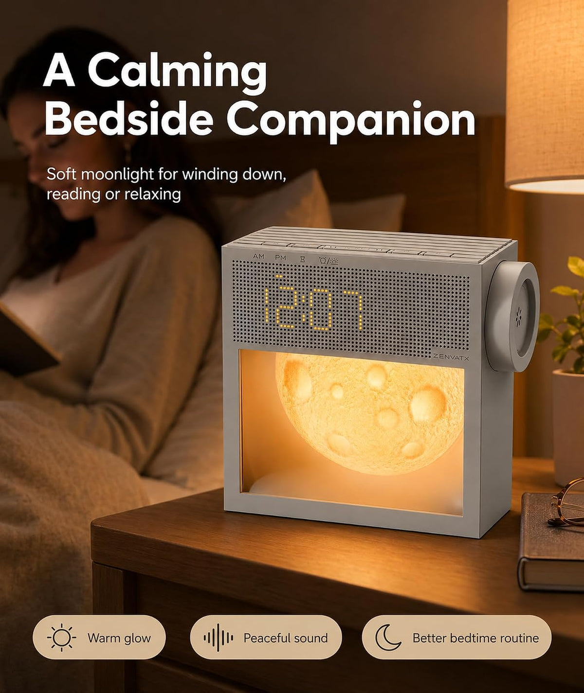 Rechargeable Sunrise Alarm Clock with Sound Machine and Night Light