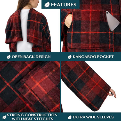 PAVILIA Blanket with Sleeves for Adult Women Men, Soft Warm Wearable Blanket Fleece Wrap Throw, Robe Blanket Gift