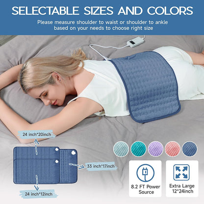 Heating Pad for Period Cramps, Heating Pad for Back/Neck/Shoulder Muscle Pain, 6 Heating&4 Timer Setting, Auto Shut Off, Dry/Moist Heat & Machine Washable, Gray Birthday Christmas Gifts for Women Mom