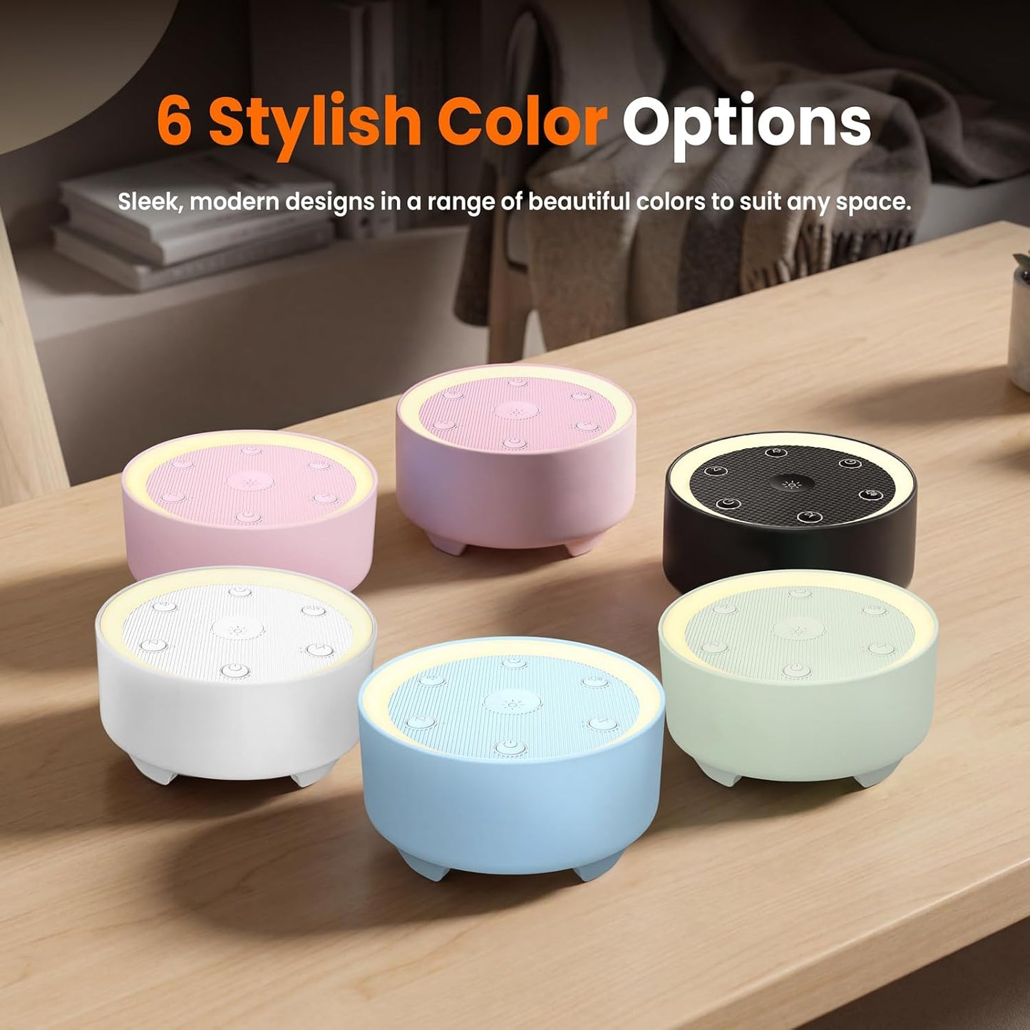 Kipcush White Noise Machine for Sleeping, Baby & Adults, High-Fidelity Non-Looping Sounds, Sleep Sound Machine with Dimmable Night Light, USB Powered, Memory Function, Home, Nursery & Travel