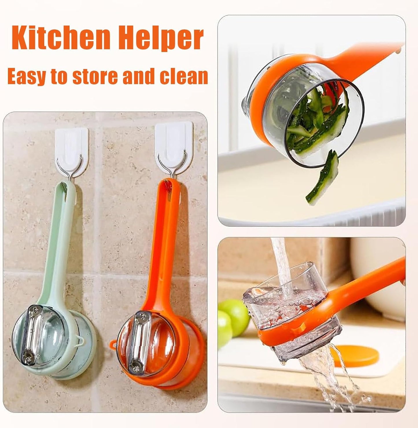 2PCS New Upgrade Fruit & Vegetable Kitchen Peeler with Storage Box -Safe and Efficient Double-Sided Sharp Stainless Steel Blade,Easy to Clean Peeler with Box Storage,Mess-Free Vegetable & Fruit Prep