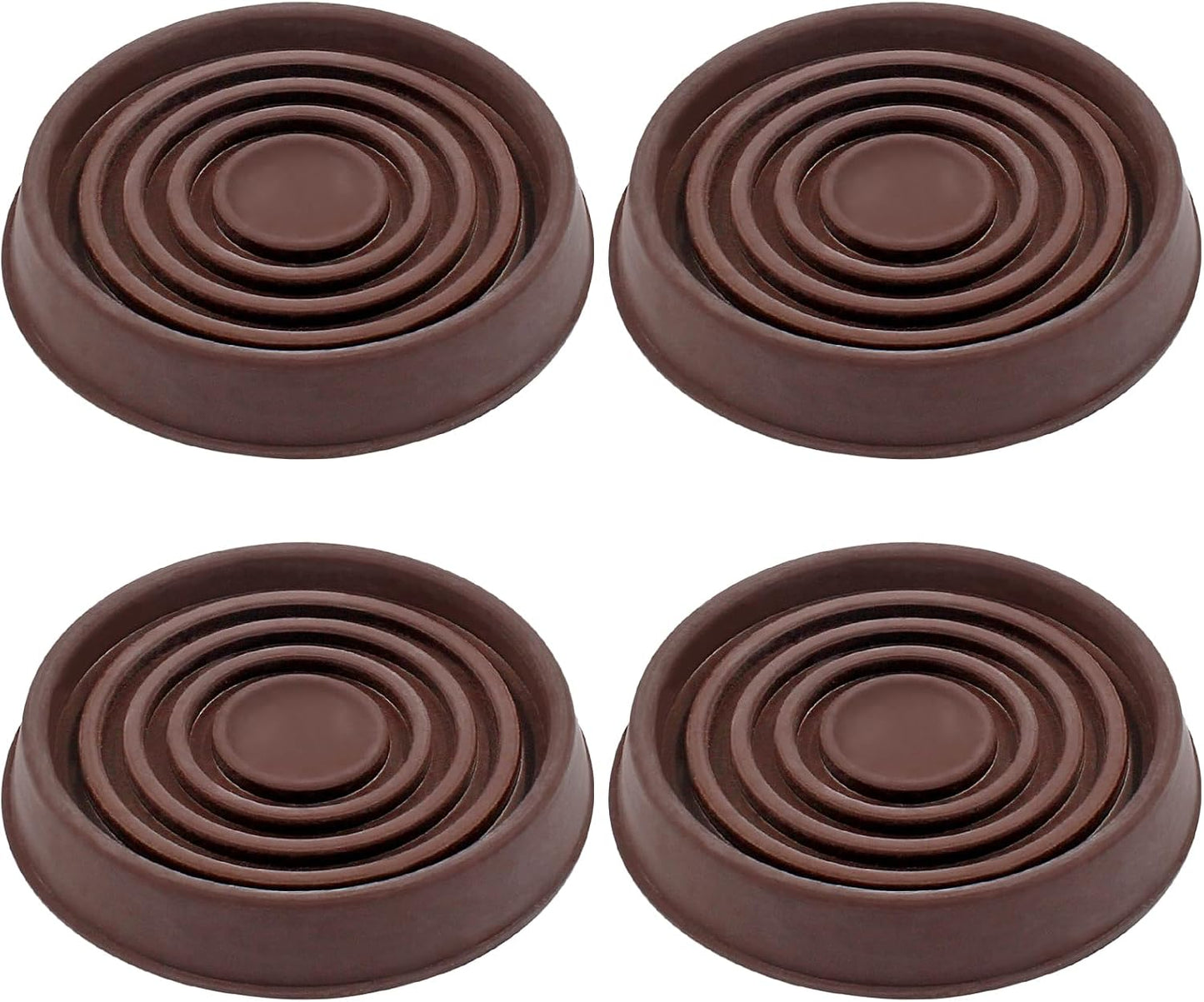 Murtenze 1.5 inch Furniture Caster Cups, Dark Brown, 4 Pack | Round Rubber, Anti Slide Floor Protector, For Bed Couch Table Chair Stoppers