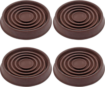 Murtenze 1.5 inch Furniture Caster Cups, Dark Brown, 4 Pack | Round Rubber, Anti Slide Floor Protector, For Bed Couch Table Chair Stoppers