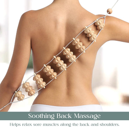Mr.Woodware Rope Back Massager - 47.2 inches Lymphatic Drainage Massager Tool for Back, Neck, Legs, Waist, Body Pain Relief and Massage Therapy - Anti Cellulite Wooden Massage Roller for Maderoterapia