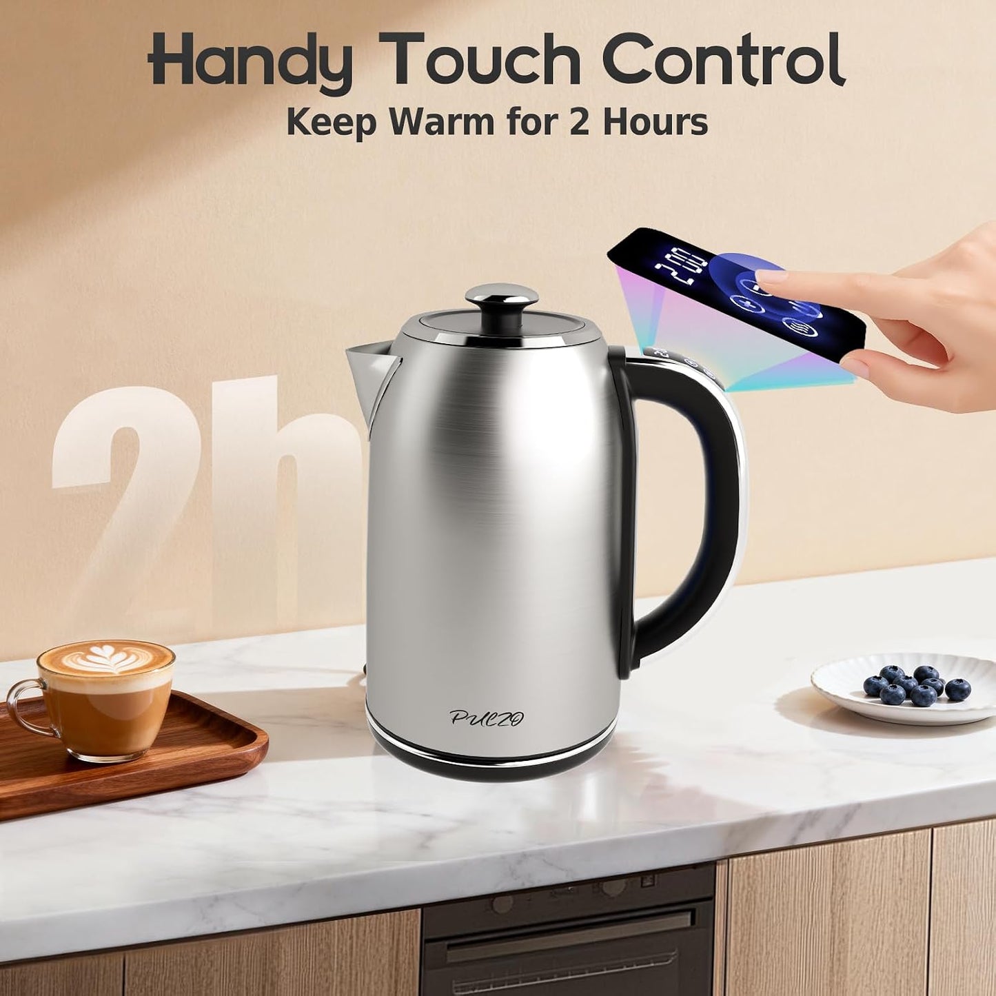 Electric Kettle Temperature Control 1.7L, Stainless Steel Interior (No Plastic Contact), 1500W Electric Tea Kettle, Hot Water Boiler Heater, LED Display&Touch Control,Auto-Shutoff/Boil-Dry Protection