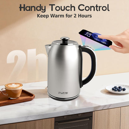 Electric Kettle Temperature Control 1.7L, Stainless Steel Interior (No Plastic Contact), 1500W Electric Tea Kettle, Hot Water Boiler Heater, LED Display&Touch Control,Auto-Shutoff/Boil-Dry Protection