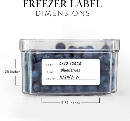 200 Meal Prep Freezer Food Labels - 2.75 x 1.25 Inch Freezer Tape Labels for Food Containers to Write On, Removable Easy Peel Off, Kitchen Pantry Storage Stickers, Oil Water Resistant