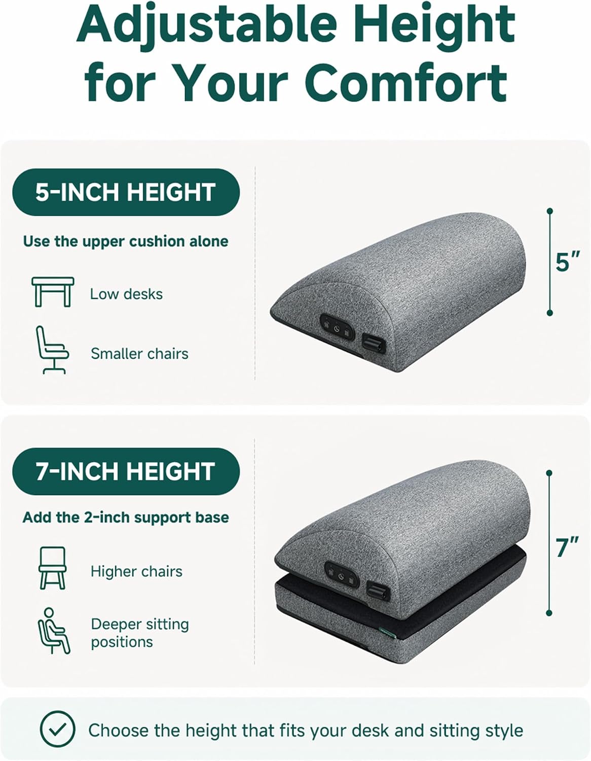 Snailax Heated Foot Rest Under Desk, Adjustable Height Foot Stool with Heat