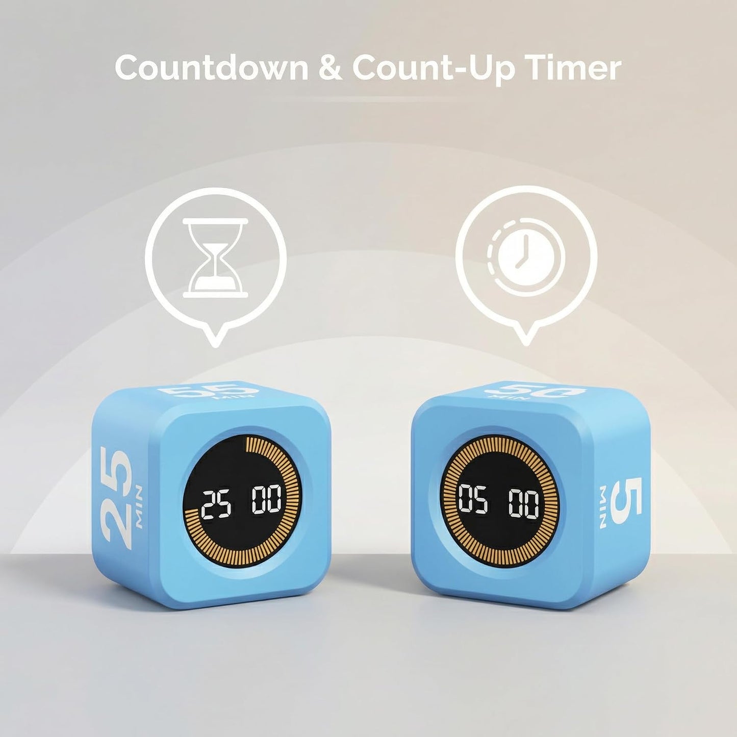 KADAMS Pomodoro Timer – Visual Cube with 5/10/30/60 Min Presets, LED Countdown Ring & Count Up Mode, Silent Flip Productivity Timer for Study, Classroom, Office, Cooking (Green 5-10-30-60 min)
