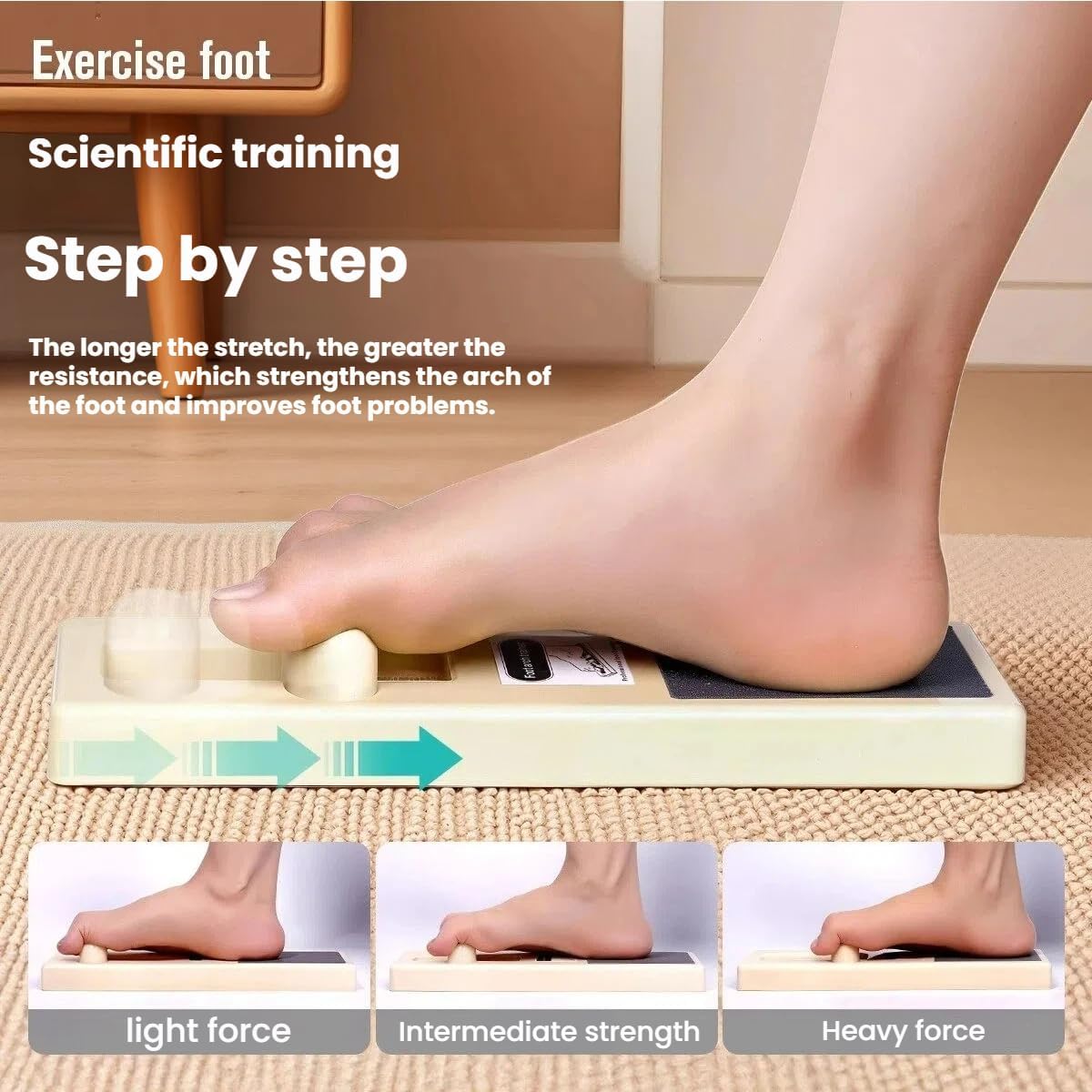 Professional Ankle Strengthener and Foot Arch Trainer, Foot Exerciser Ballet Foot Stretcher Strengthening Equipment, Single Leg Ballet Stretcher Exercise Device, Physical Therapy Balance Slider,Beige