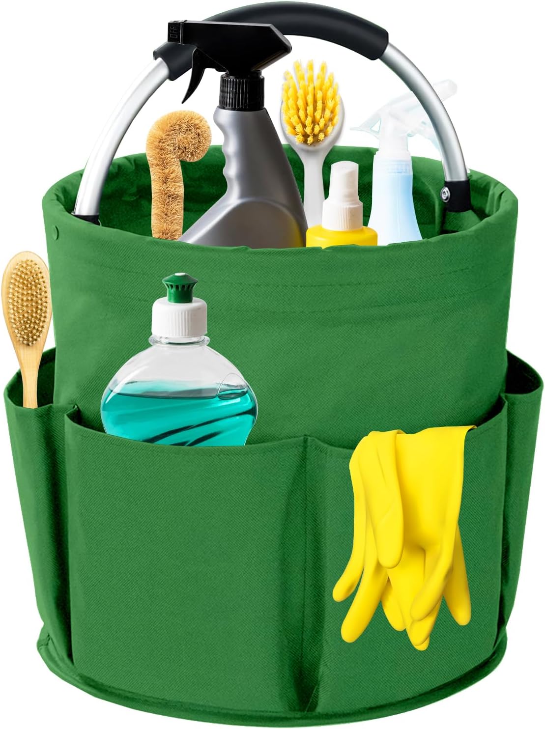 Cleaning Caddy with Handle, 17L Foldable Cleaning Supplies Organizer, Portable Storage Basket, Cleaning Supply Caddy, Multifunctional Cleaning Bucket Bag for Garden, Home, Kitchen (Black)
