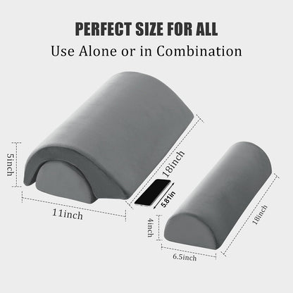 ROYALAY Half Moon Bolster Knee Pillow for Legs, Knees, Lower Back and Head, Adjustable Semi Roll Round Lumbar Support Pillow for Bed Sleeping, Health Large Half Moon Pillow for Reduce Pressure,Gray