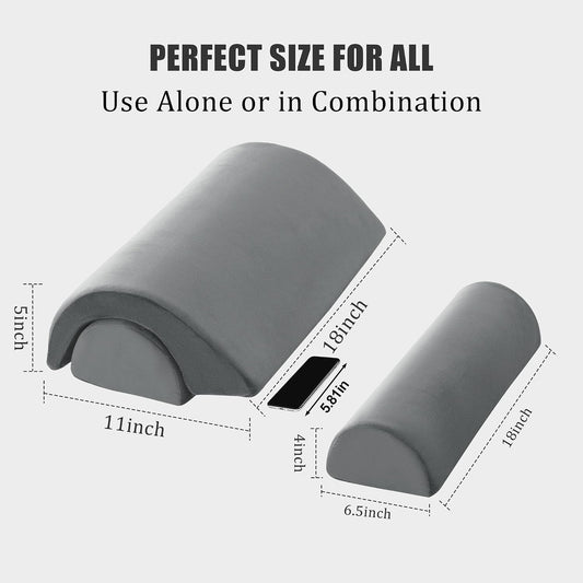 ROYALAY Half Moon Bolster Knee Pillow for Legs, Knees, Lower Back and Head, Adjustable Semi Roll Round Lumbar Support Pillow for Bed Sleeping, Health Large Half Moon Pillow for Reduce Pressure,Blue