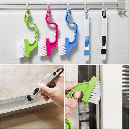 Window Track & Gap Cleaning Brush Set, 5 Pack Crevice and Groove Cleaner with 2 in 1 Brush and Mini Dustpan for Door Gaps, Blinds, Sliding Tracks and Kitchen Corners