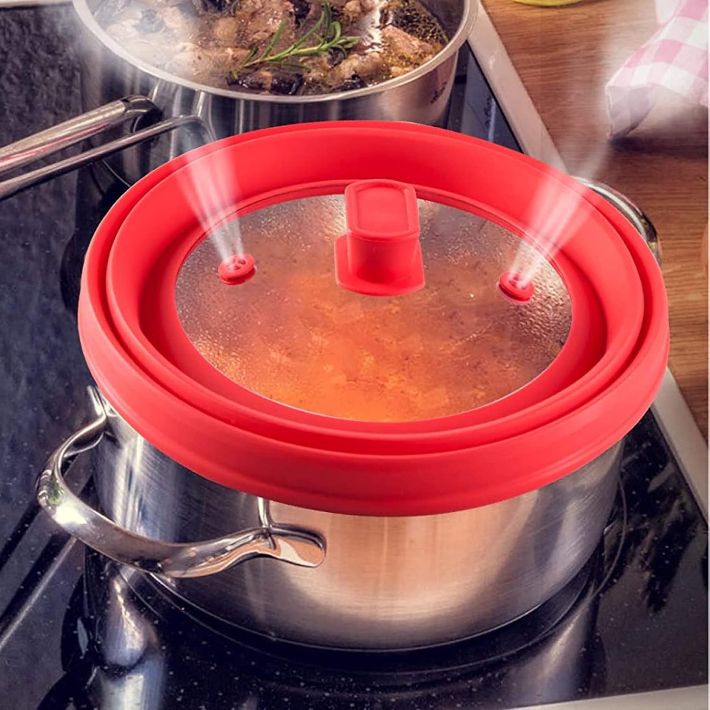 Vented Glass Microwave Plate Cover for Food, Collapsible Microwave Splatter Guard, Silicone Splatter Cover, Foldable Microwave Lid