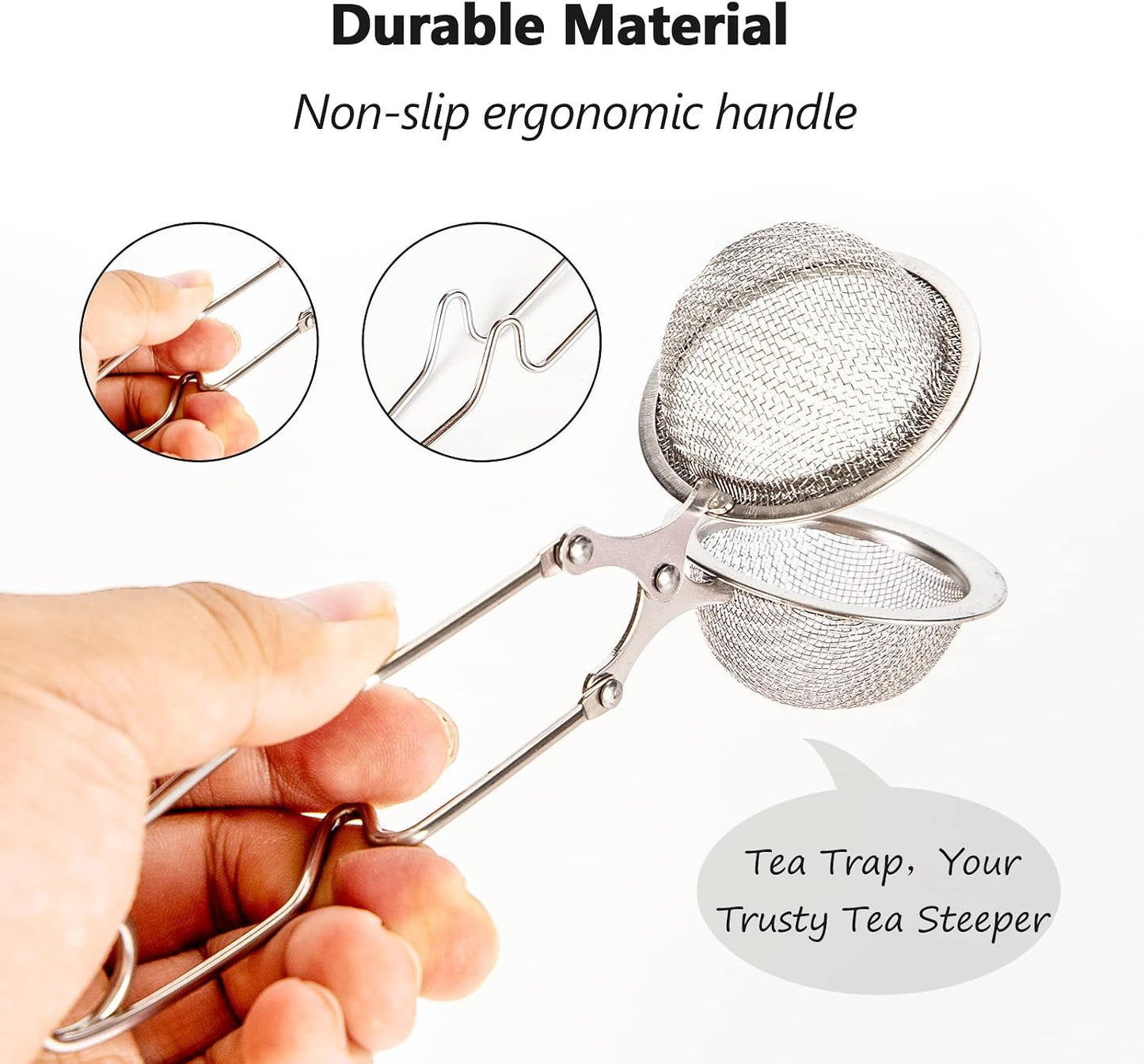 Snap Ball Tea Strainer, Exptolii 3 Pack Stainless Steel Tea Infuser Filter with Handle for Loose Leaf Tea, Spices, Seasonings