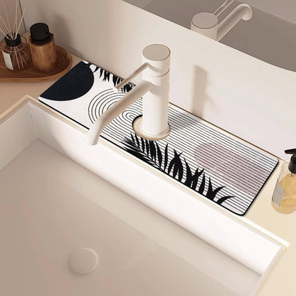 Sink Faucet Absorbing Mat, 2 Pack Drying Mat Around Faucet Sink Splash Guard Behind Faucet Sinkmat For Kitchen Bathroom Island Rv 24 * 5.5 Inch (60 * 14 cm)