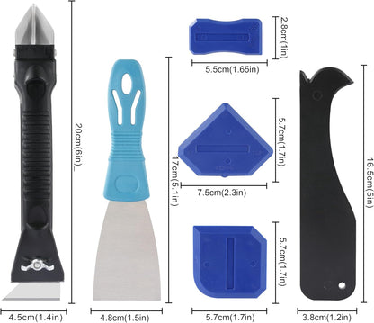 Silicone Caulk Remover Tool Kit, Grout Caulk Removal Tool, Putty Knife Scraper, 3 Glass Glue Corner Scrapers, Great for Kitchen Sinks, Bathroom and Window Frame