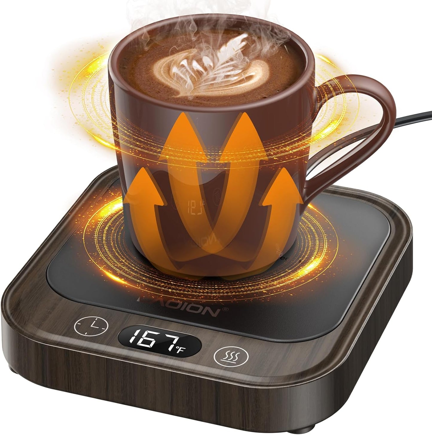 LAOION Mug Warmer 40W Coffee Cup Warmer for Desk with Auto Shut Off | Smart Electric Candle Warmer with 4 Temp and Timer Settings, Coffee Gift for Tea, Water and Milk at Home or Office, Black