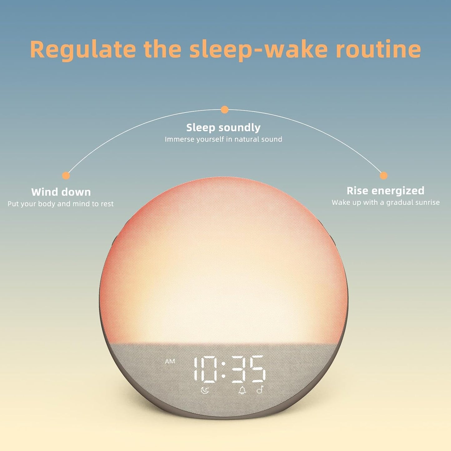 Odokee Sunrise Alarm Clock White Noise Machine: Natural Wake Up Light | Dimmable Clock with Bluetooth Speaker for Bedroom - 25 Sleep Sounds for Baby Adults Kids Putty